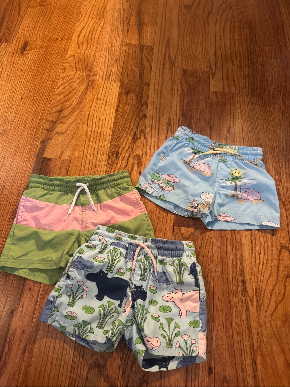 12/18 month TBBC swim trunk lot, hippo print
